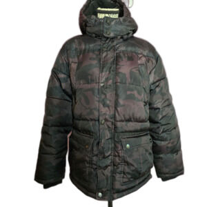 DKNY camouflage hooded boy's puffer coat jacket